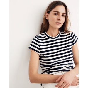 Velour crewneck tee in meg stripe -S